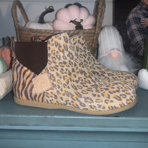 Livie & Luca size 12 leopard print boots with zebra print on heel.
